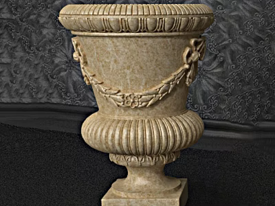 Public Facility Decorative Stone Urn With Carved Chain Details And Classic Design 3d model