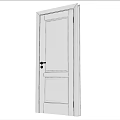 Modern White Hinged Door With Silver Handle And Lock On Gray Wall 3d model