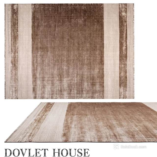 Modern Square Rug With Brown Beige Stripes And Natural Textured Pattern 3d model 