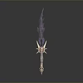 Fantasy Sword With Unique Purple Blade And Intricate Golden Hilt Decorations