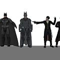 Four Batman and Joker Collectible Action Figures with Different Poses and Black Costumes