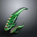 Fantasy Role Playing Character Featuring Green Spiked Creature Tail With Scaled Texture Red Accents
