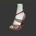 Women's Gray High Heel Sandals With Cross Ankle Strap White Heel Open Toe Design