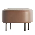 Single Sofa With Beige Fabric Backrest Brown Leather Seat Rounded Armrests Black Slim Legs