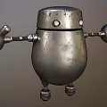 Smart Machine With Metallic Vintage Design Spherical Arms Round Head And Small Feet