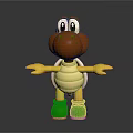 Purple Head Game Movie Character With Big Eyes Yellow Shell And Green Shoes