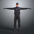 Black Tactical Uniform With Long Sleeve Top Multiple Pockets Pants And Cap