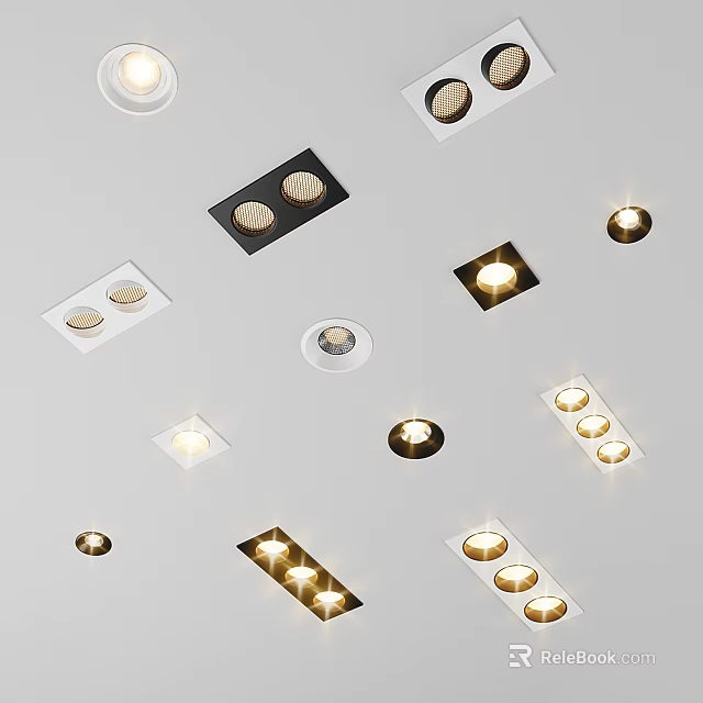 Modern LED Downlights And Spotlights For Stylish Ceiling Recessed Lighting Design 3d model 