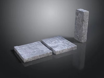 Natural Gray Stone Slabs And Pillar With Rough Texture For Construction Projects 3d model