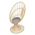 Modern Wicker Egg Shaped Leisure Chairs With Round Base And Gray Cushion