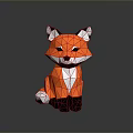 Low Poly Style Orange Fox Figurine With White Ears Black Paws And Dark Background Reflection 3d model