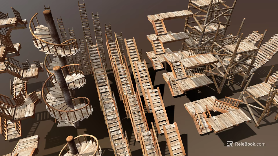 Heavy Duty Industrial Scaffolding Equipment With Steel Platforms And Ladders 3d model 
