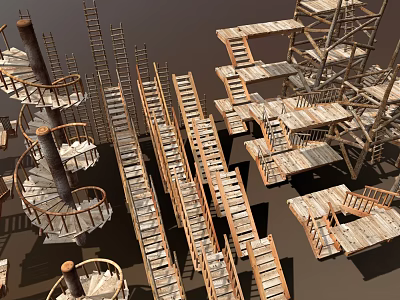 Heavy Duty Industrial Scaffolding Equipment With Steel Platforms And Ladders 3d model