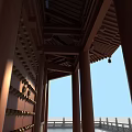 Traditional Multi tiered Red Wooden Pagoda With Stone Steps And Clear Blue Sky