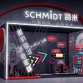 SCHMIDT Luxury Kitchen Event Entrance With Neon Lights Red Accents And Geometric Patterns