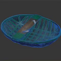 Elegant Green Woven Oval Basket With Decorative Wooden Strip And Pattern