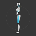 Futuristic Humanoid Robot With White Blue Mechanical Structure And Standing Pose 3d model