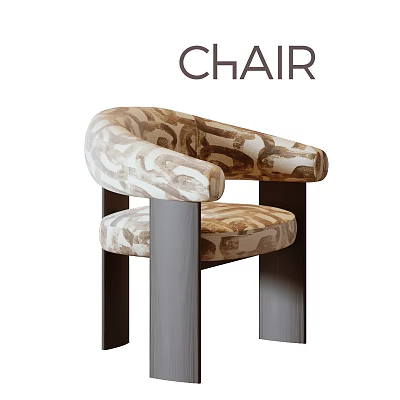 Camouflage Pattern Accent Chair With Upholstered Seat Armrest And Dark Wooden Legs 3d model