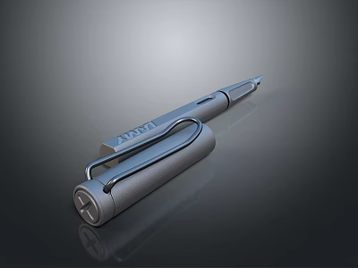 Sleek Silver LAMY Pen With Metallic Finish For Daily Use 3d model