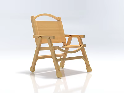 Light Wood Modern Simple Design Single Chair with Armrests and Comfortable Solid Structure 3d model