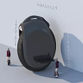Sports Balance Scooter D Model Design With Large Wheel And Riders