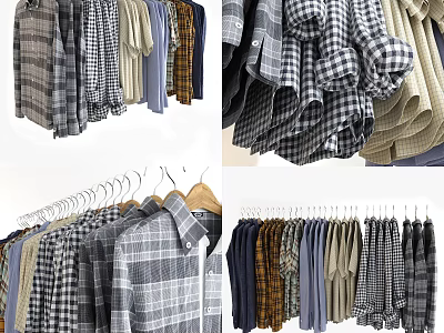 modern clothes men's long sleeve short sleeve shirt 3d model