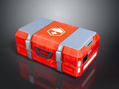Red Emergency Medical Equipment Case With Cross Symbol Durable Design And Portable Handle 3d model