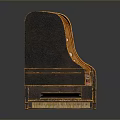 Classic Black Piano With Open Lid And Gold Accents For Home Living