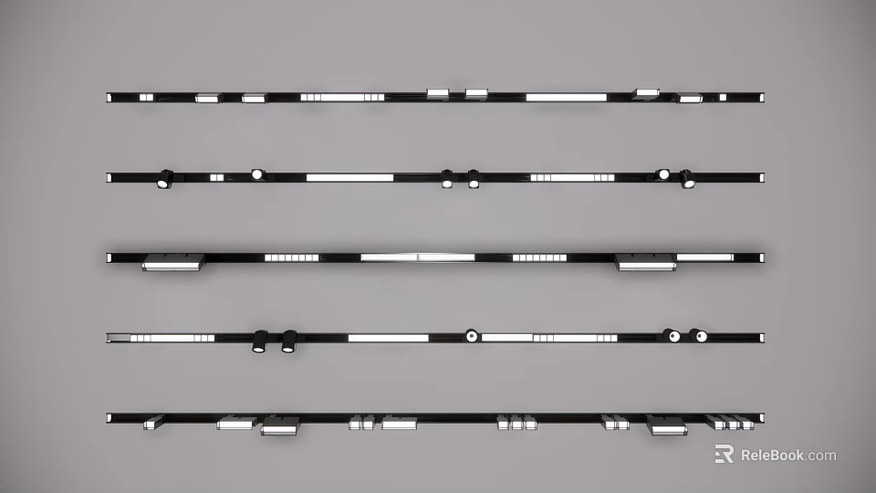 Modern Sleek Downlights And Spotlights With Strip Design And Multiple Fixture Styles 3d model 