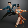 Two People Performing Traditional Dance With Dynamic Poses And Graceful Movements
