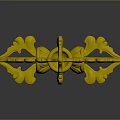 Golden Cross Shaped Vajra Weapon With Intricate Floral Designs And Shiny Metallic Finish