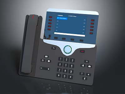 Modern Digital IP Phone Featuring Setup Interface LCD Screen Keypad And Handset 3d model
