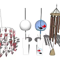 Assorted Wind Chimes Featuring Pink Red Butterfly White Blue Spherical and Wooden Designs