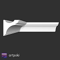 White Decorative Architectural Component With Curved Edges And Layered Design