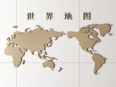 Modern World Map Wall Decor With 3D Design For Home Interior 3d model