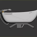 Modern White Bathtub With Silver Faucet Yellow Rubber Duck And Metal Stand