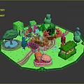 Futuristic Sci-Fi Island Terrain With Vibrant Vegetation Colorful Structures Luminous Elements And Pathways