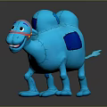 Cute Blue Cartoon Camel Plush Toy With Red Headband And Blue Patch