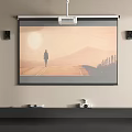 Projection Monitoring System Setup With Projector Screen Speakers And Surveillance Cameras