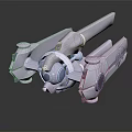 Sci Fi Mechanical Device 3D Model Featuring Silver White Body And Blue Glowing Elements 3d model