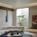 Modern Lounge With Bar Counter Yellow Stools And Wine Shelves