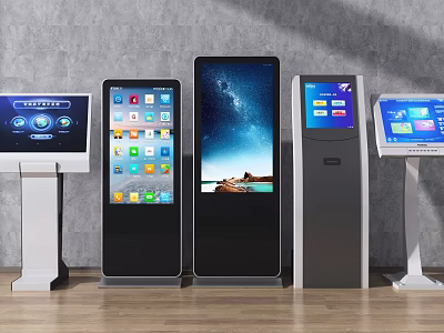 Public Facility Self Service Kiosks With Touchscreen Displays And Interactive Information Screens 3d model