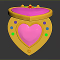 Open Heart Shaped Golden Jewelry Box With Pink And Colorful Details For Fashion Accessories