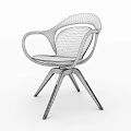 Modern Armchair With Wooden Curved Armrests And White Fabric Cushion