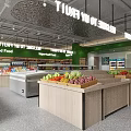 Spacious Modern Supermarket With Neatly Arranged Fresh Fruits Vegetables And High Quality Imported Grocery Products