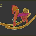 Vintage Wooden Rocking Horse Furniture With Orange Finish And Classic Design