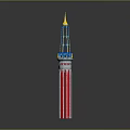 Decorative Tower Structure With Red Stripes White Columns Blue Top And Golden Spire
