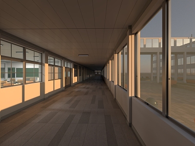 school classroom teaching building corridor Senior high school junior high school primary shrub group model