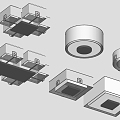 Round Square Engraved Ceiling Lamp Combination 3d model