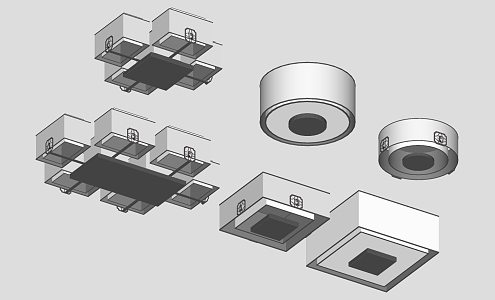 Round Square Engraved Ceiling Lamp Combination 3d model